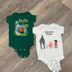 Two Out of Print Onesies in 12 Month size